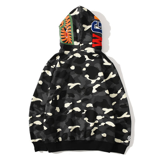 BAPE グローカモ シャーク ワイド フルジップ ダブルフーディ