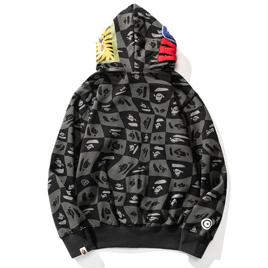 BAPE グレー シャーク ジップアップ フーディー