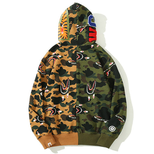 BAPE カラーブロック カモ シャーク ジップパーカー
