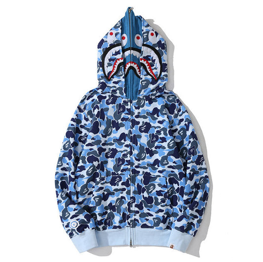 BAPE ダブルハット ビッグABCカモ シャークフーディー