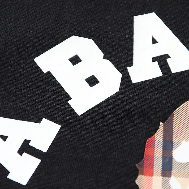 Bape 黒と茶色のチェック柄 スモールロゴ 半袖Tシャツ
