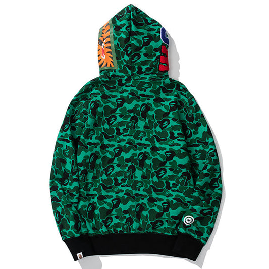 BAPE グリーンカモ シャークジップフーディー