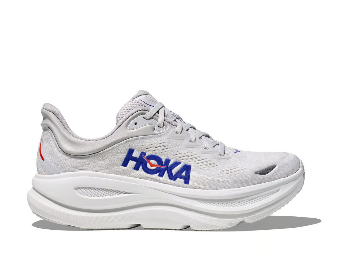 HOKA Bondi 9 Running Shoe – White, Blue & Red