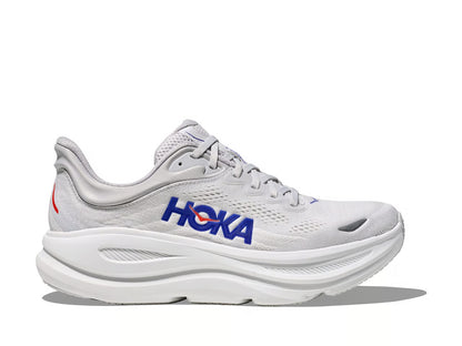 HOKA Bondi 9 Running Shoe – White, Blue & Red