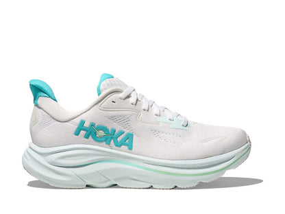 HOKA Clifton 10 – White & Aqua