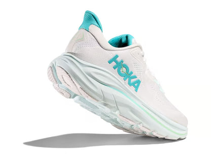 HOKA Clifton 10 – White & Aqua