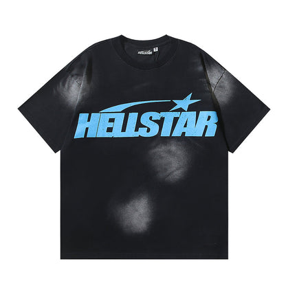 Hellstar クラシックロゴ ウォッシュドブラック ブルー Tシャツ