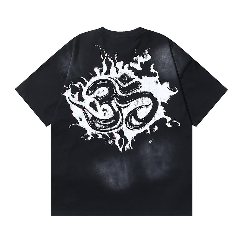 ヘルスター リーチユアインナーピース ブラックグラフィックTシャツ