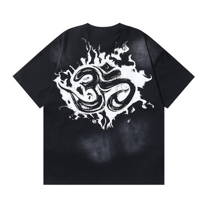 ヘルスター リーチユアインナーピース ブラックグラフィックTシャツ