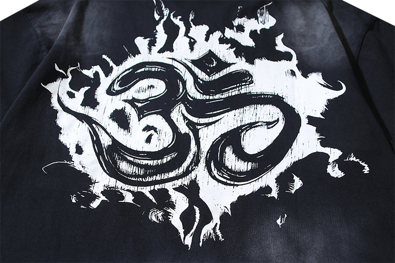 ヘルスター リーチユアインナーピース ブラックグラフィックTシャツ