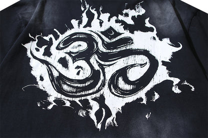 ヘルスター リーチユアインナーピース ブラックグラフィックTシャツ