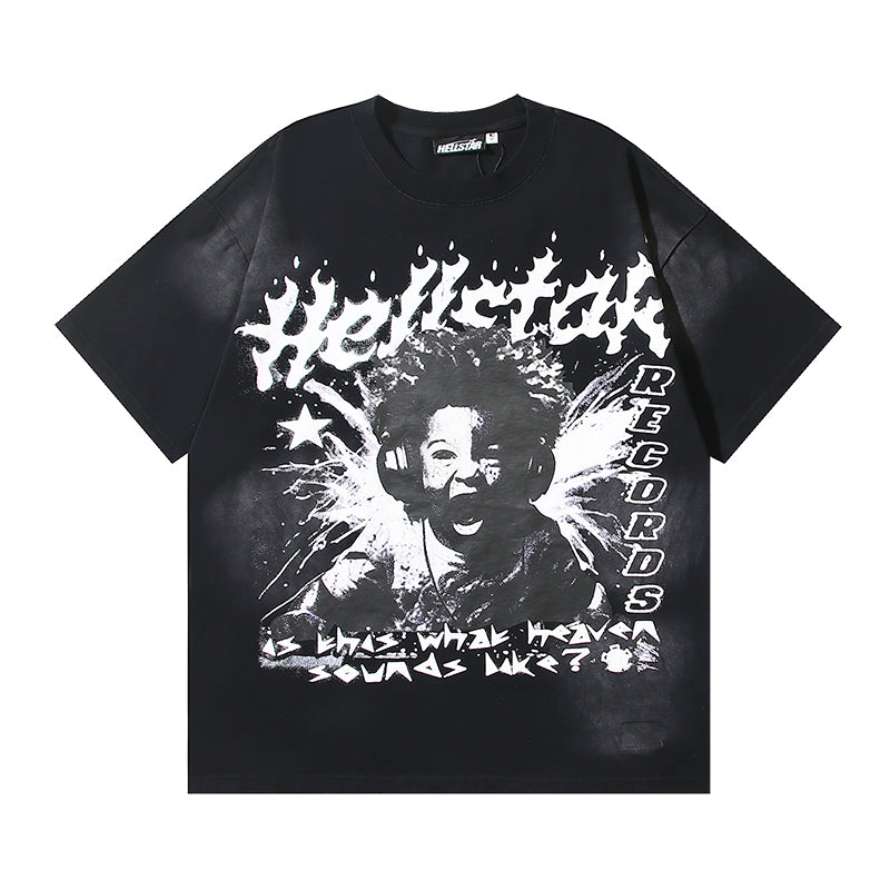 ヘルスター ミュージック ボーイ レコード グラフィック Tシャツ ブラック