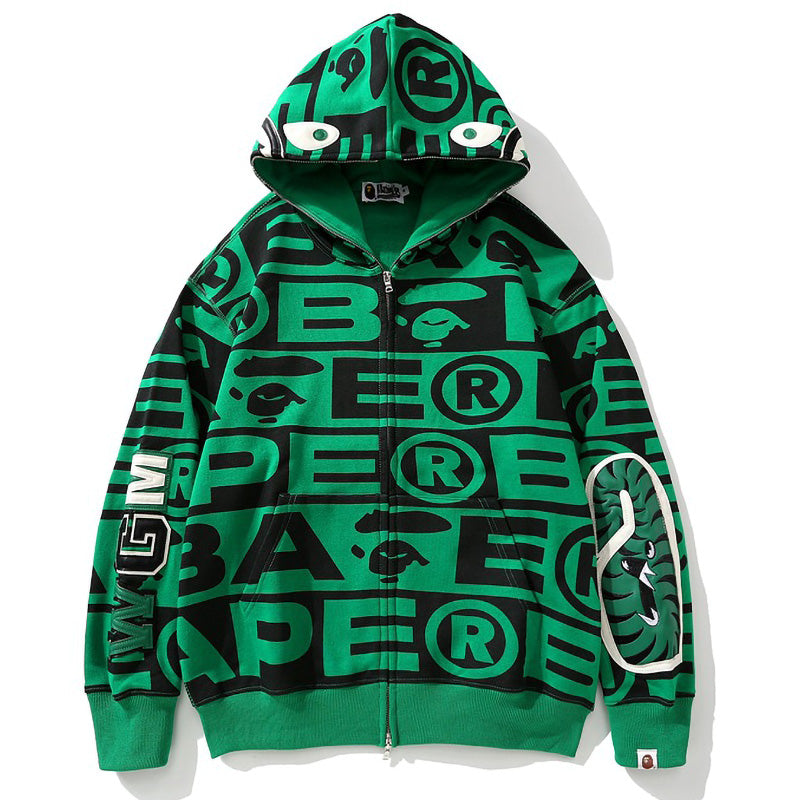 Bape総柄シャークパーカー ジップジャケット