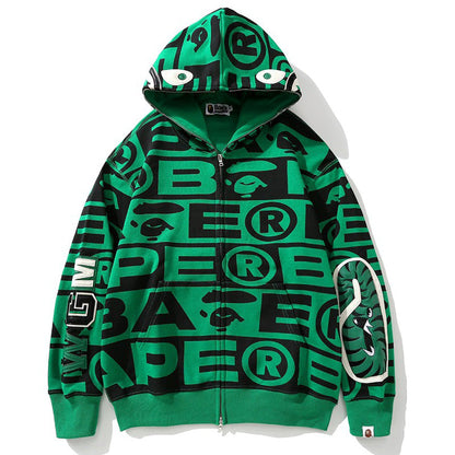 Bape総柄シャークパーカー ジップジャケット