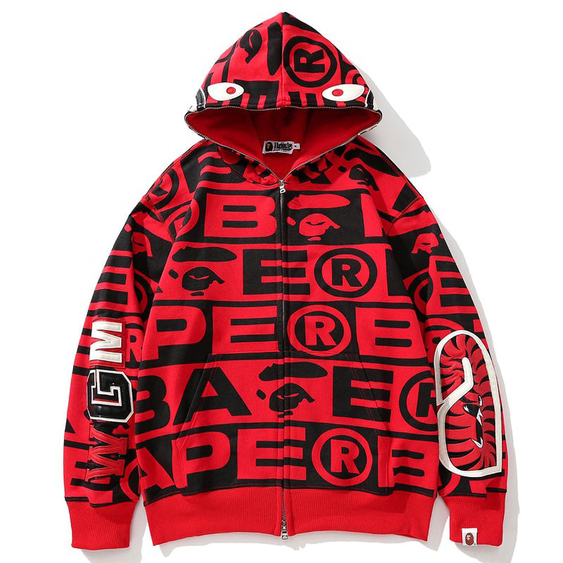 Bape総柄シャークパーカー ジップジャケット