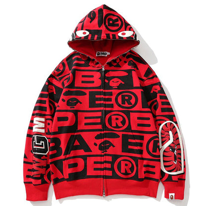 Bape総柄シャークパーカー ジップジャケット