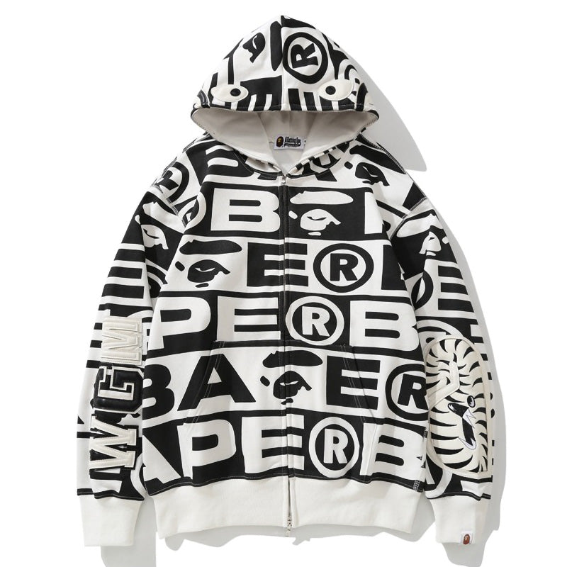 Bape総柄シャークパーカー ジップジャケット