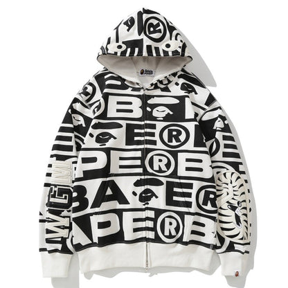 Bape総柄シャークパーカー ジップジャケット