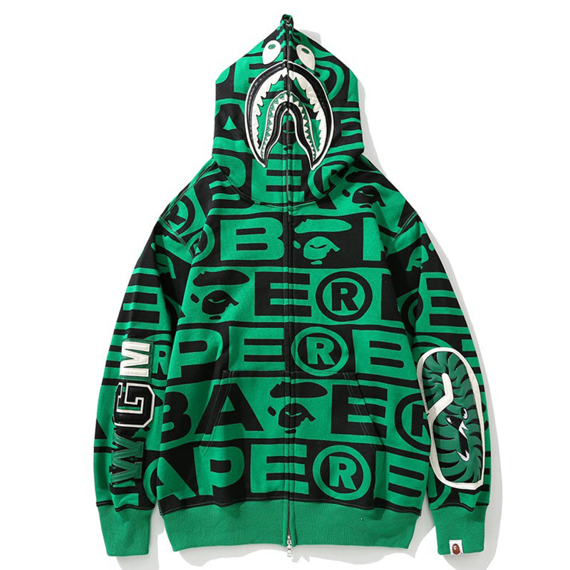 Bape総柄シャークパーカー ジップジャケット