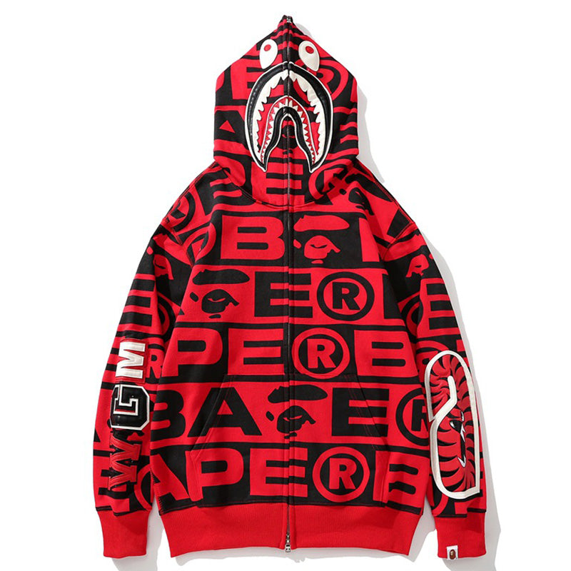 Bape総柄シャークパーカー ジップジャケット