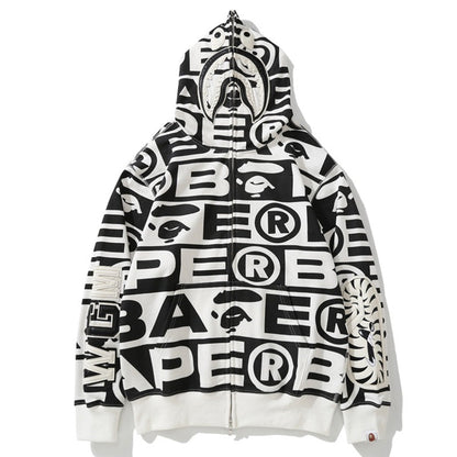 Bape総柄シャークパーカー ジップジャケット