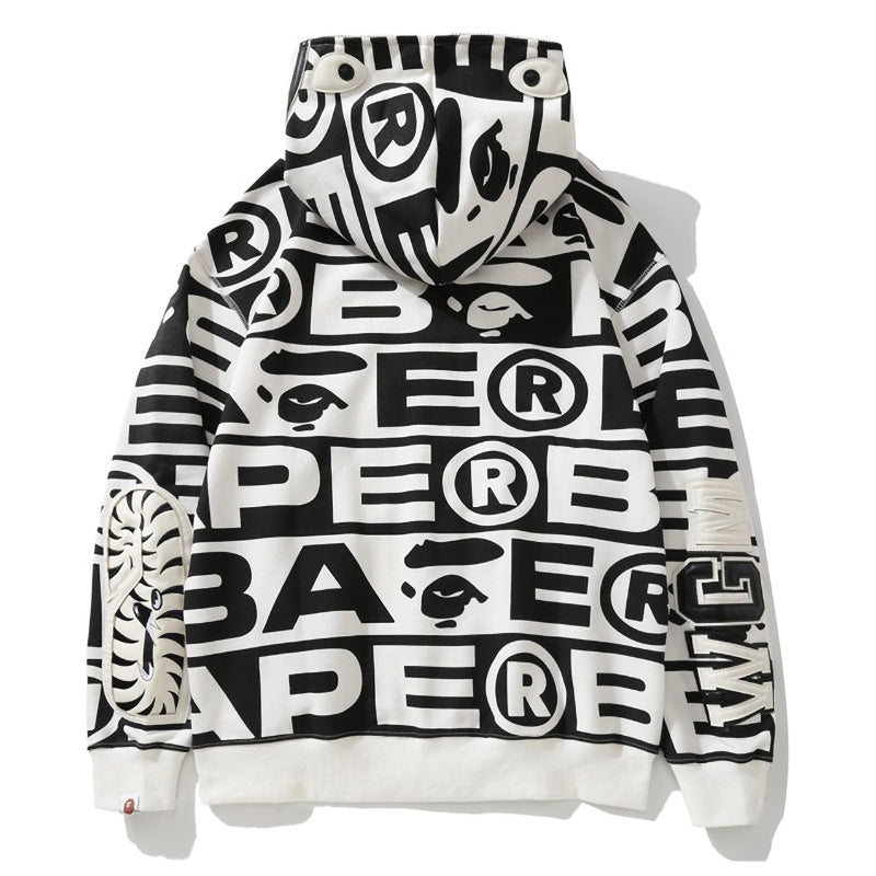Bape総柄シャークパーカー ジップジャケット
