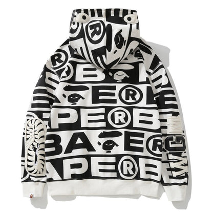 Bape総柄シャークパーカー ジップジャケット