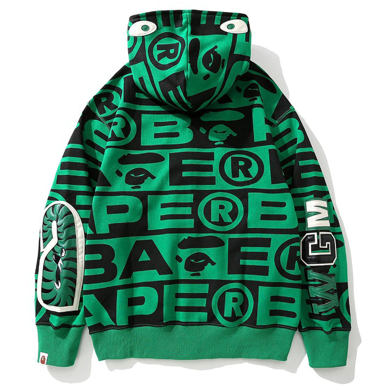 Bape総柄シャークパーカー ジップジャケット