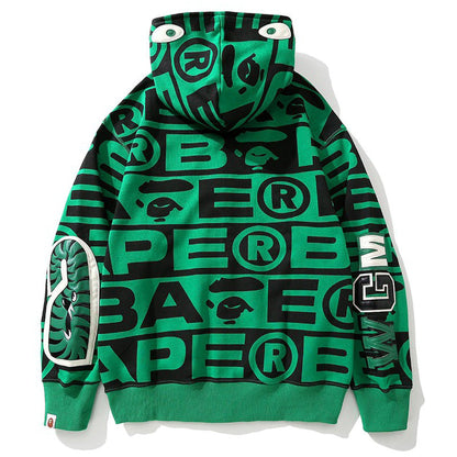 Bape総柄シャークパーカー ジップジャケット