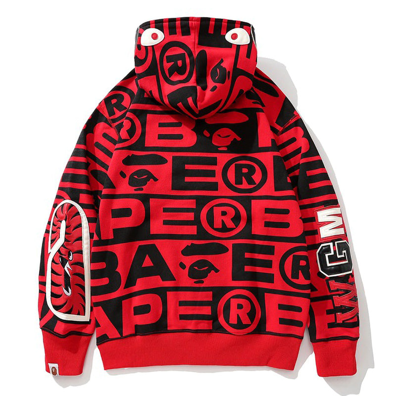 Bape総柄シャークパーカー ジップジャケット