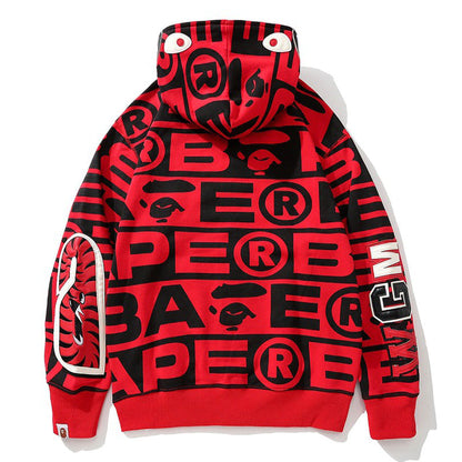 Bape総柄シャークパーカー ジップジャケット