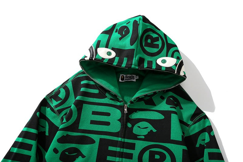 Bape総柄シャークパーカー ジップジャケット