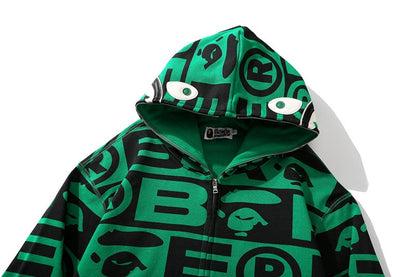 Bape総柄シャークパーカー ジップジャケット