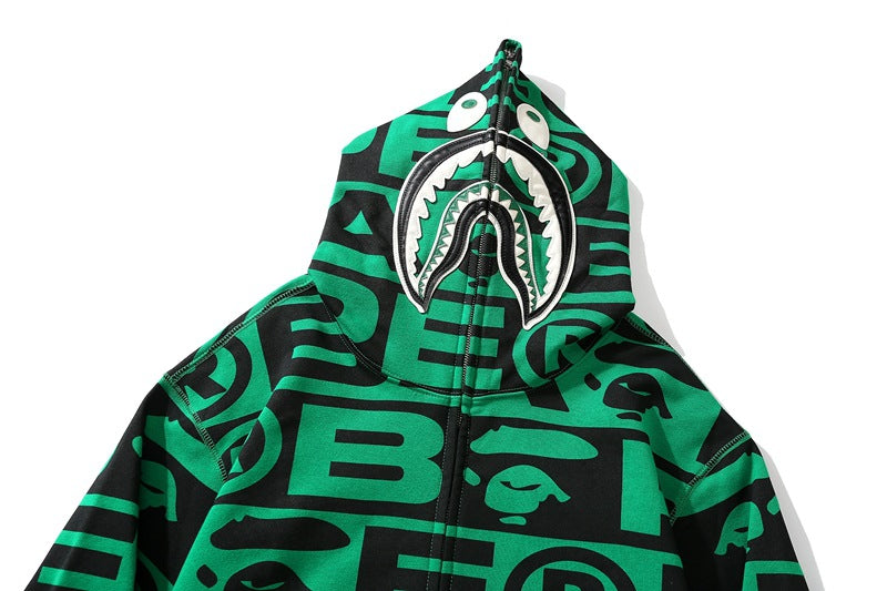 Bape総柄シャークパーカー ジップジャケット