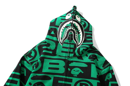 Bape総柄シャークパーカー ジップジャケット