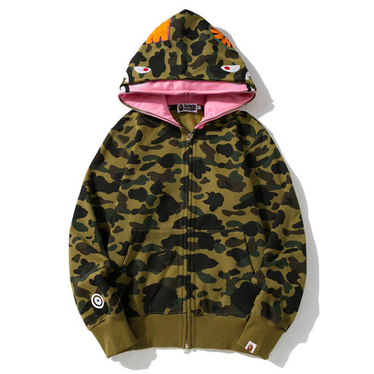 BAPE ダブルハット カモ シャークフーディー