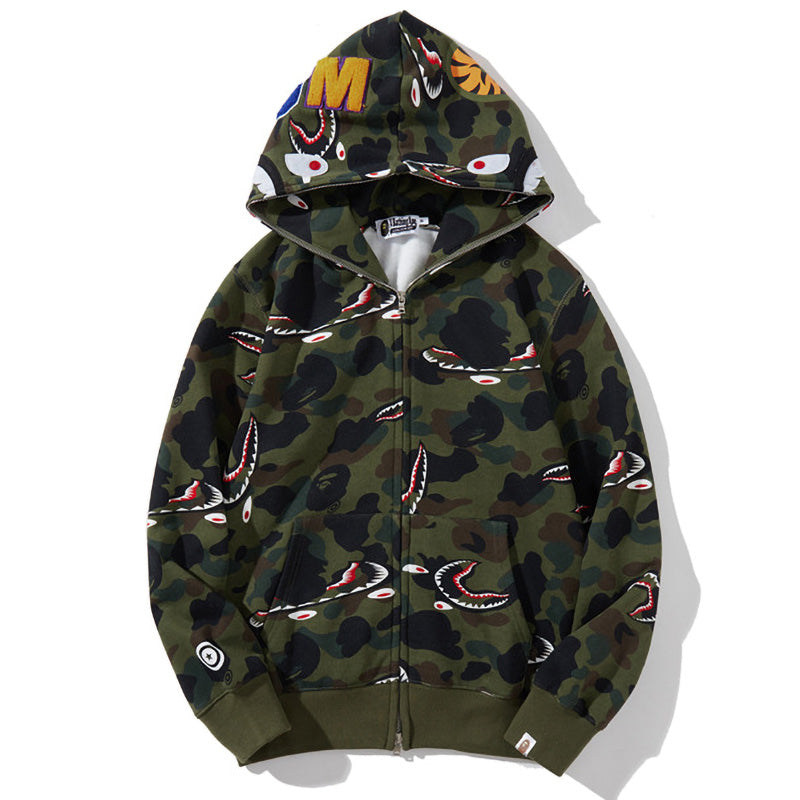 BAPE Shark 1st Camo Shark Kapuzenjacke mit Reißverschluss