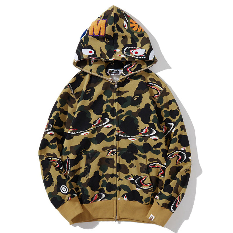 BAPE Shark 1st Camo Shark Kapuzenjacke mit Reißverschluss