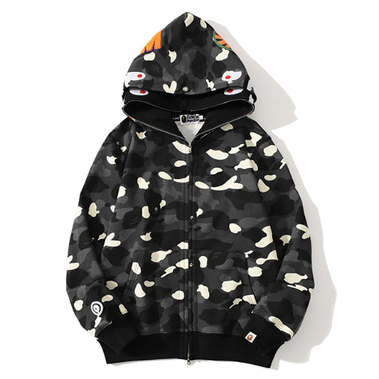 BAPE グローカモ シャーク ワイド フルジップ ダブルフーディ