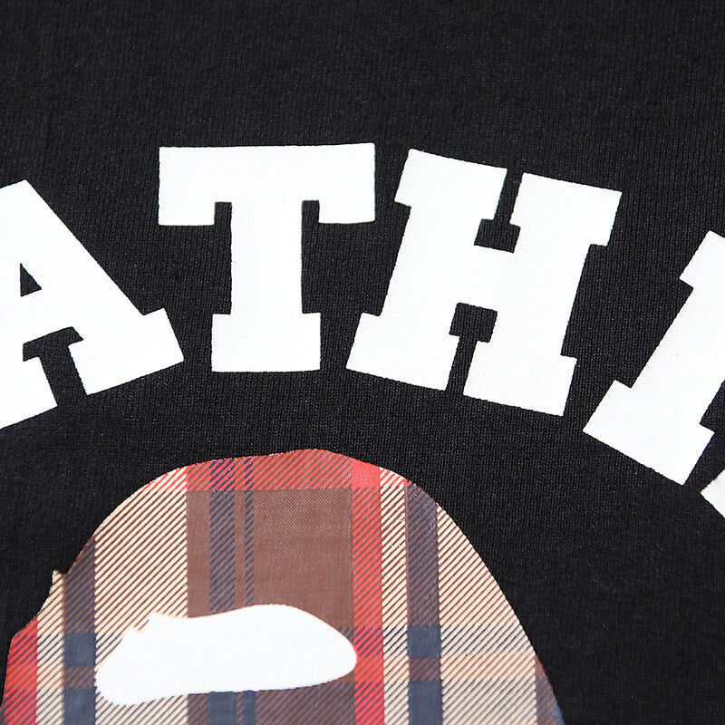 Bape 黒と茶色のチェック柄 スモールロゴ 半袖Tシャツ