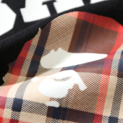 Bape 黒と茶色のチェック柄 スモールロゴ 半袖Tシャツ