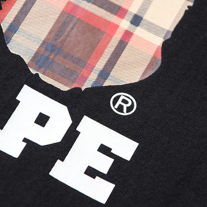 Bape 黒と茶色のチェック柄 スモールロゴ 半袖Tシャツ
