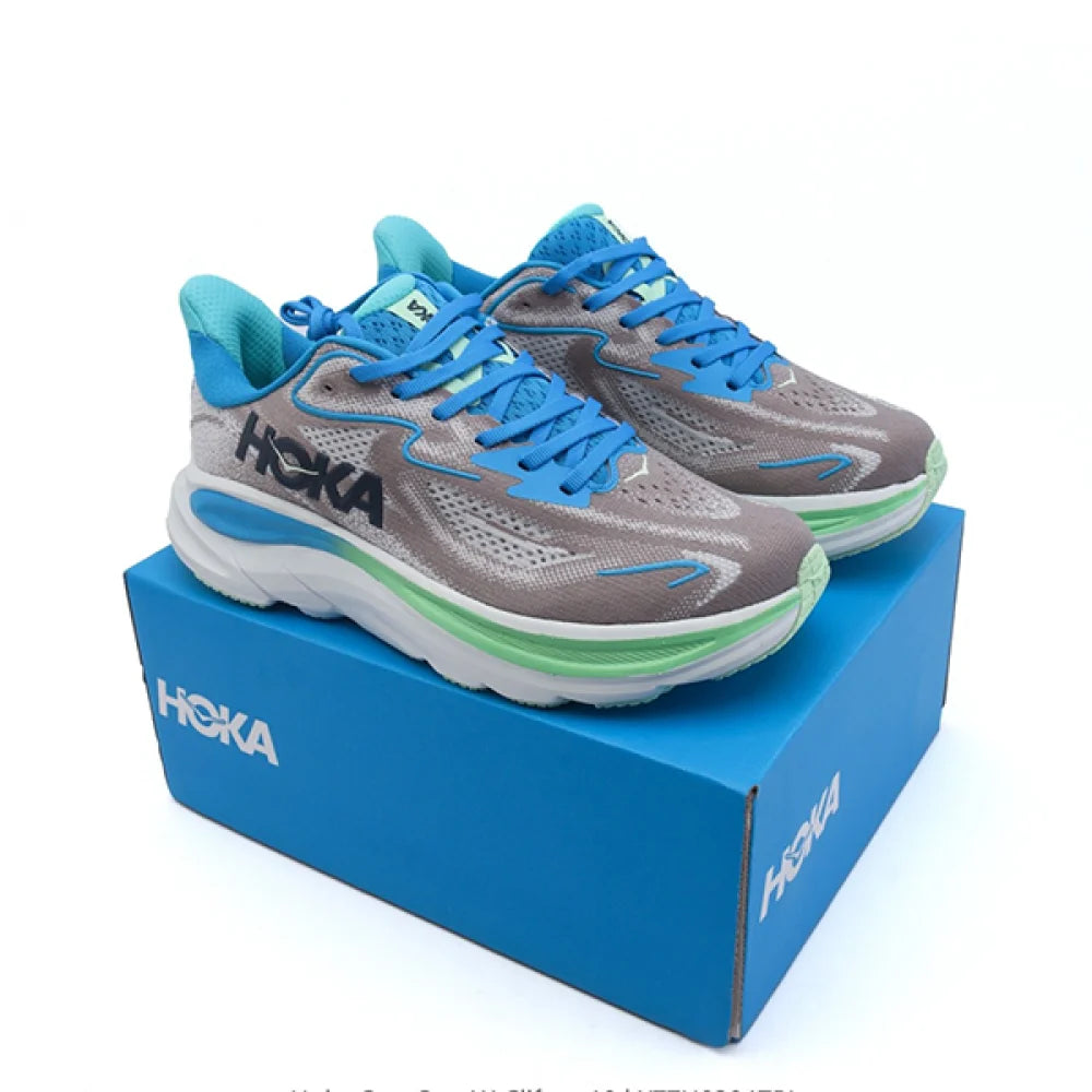 HOKA Clifton 10 – Grey, Blue & Mint