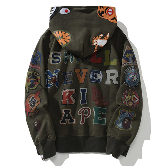 BAPE シャークタイガーヘッドジップフーディー