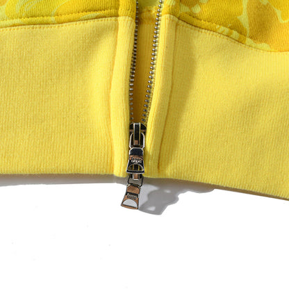 BAPE Shark Gelber Kapuzenpullover mit Reißverschluss