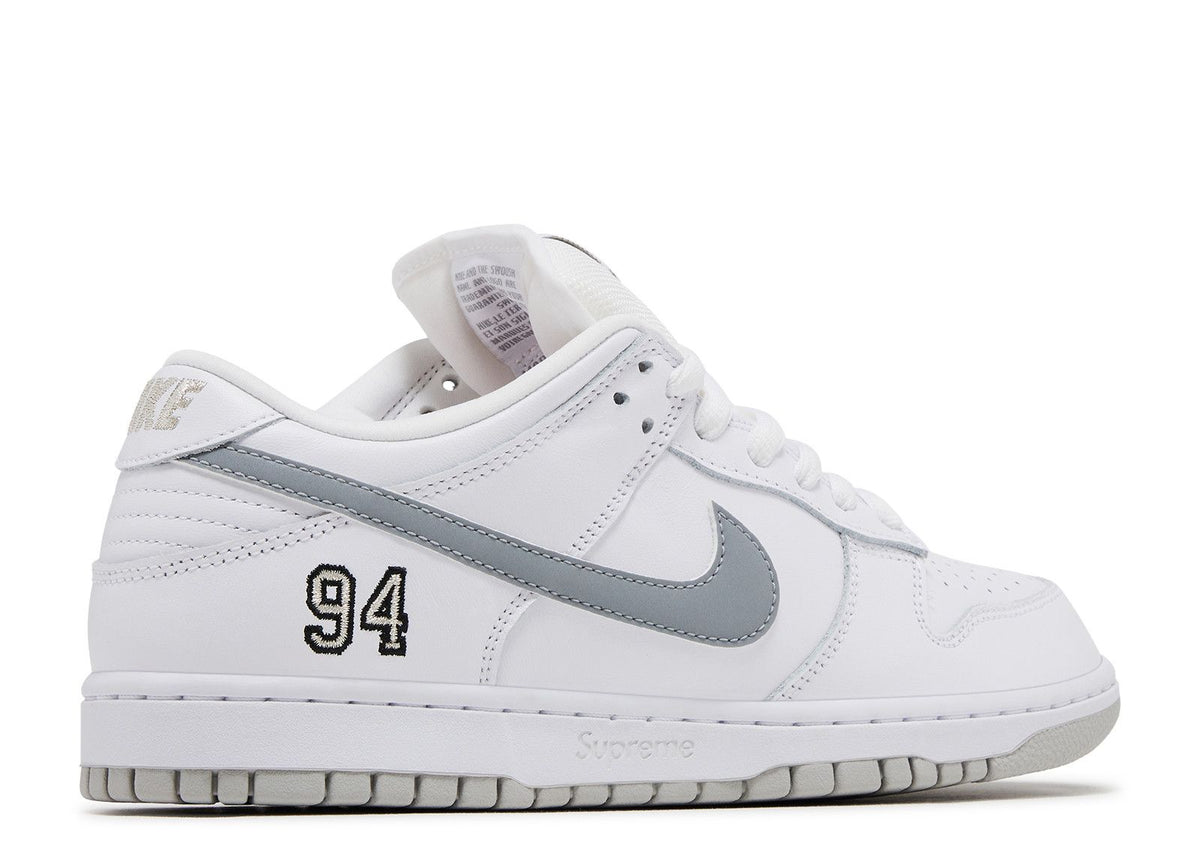 Nike Supreme x Dunk Low SB 'White Metallic Silver' (HQ8487-100)