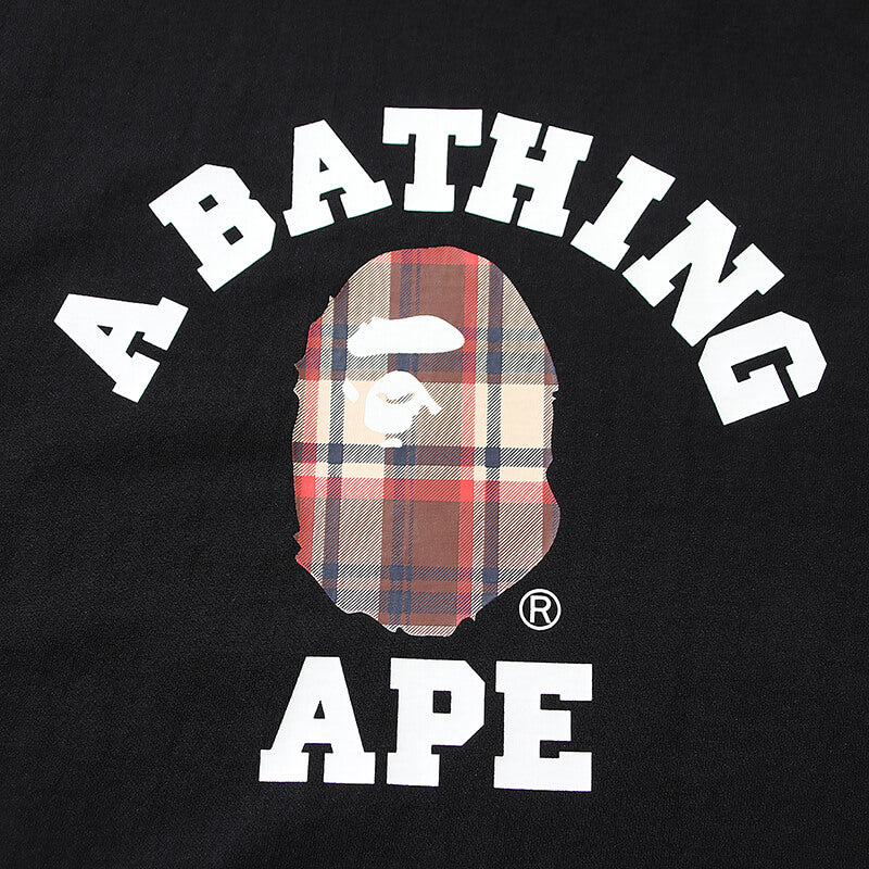 Bape 黒と茶色のチェック柄 スモールロゴ 半袖Tシャツ