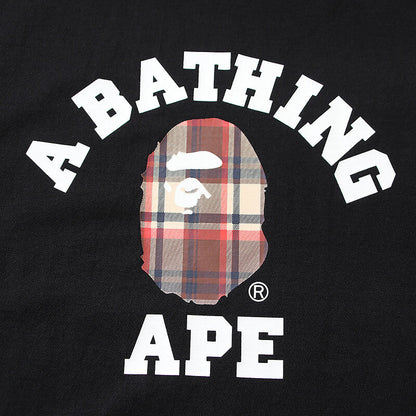 Bape 黒と茶色のチェック柄 スモールロゴ 半袖Tシャツ
