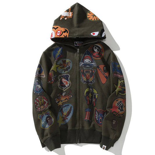 BAPE シャークタイガーヘッドジップフーディー