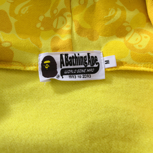 BAPE Shark Gelber Kapuzenpullover mit Reißverschluss